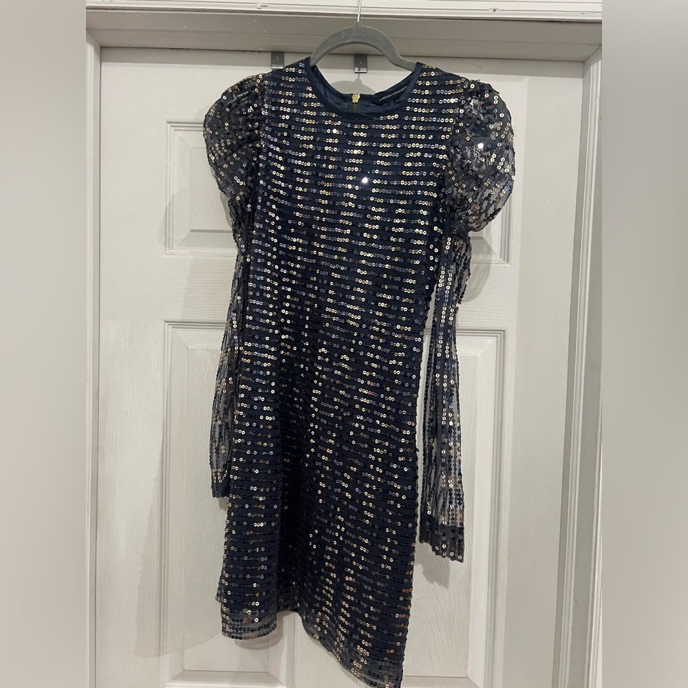 Sequin Puff Sleeve Mini Dress